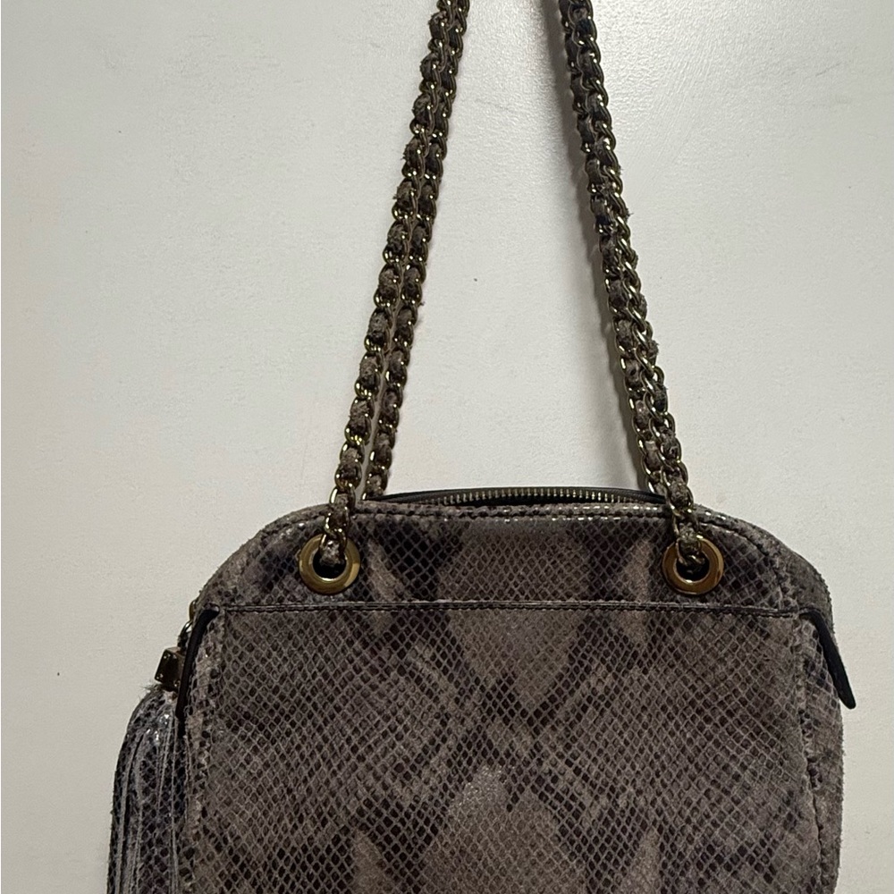 Tory Burch Gray Snakeskin Shoulder Bag - Picture 7 of 12